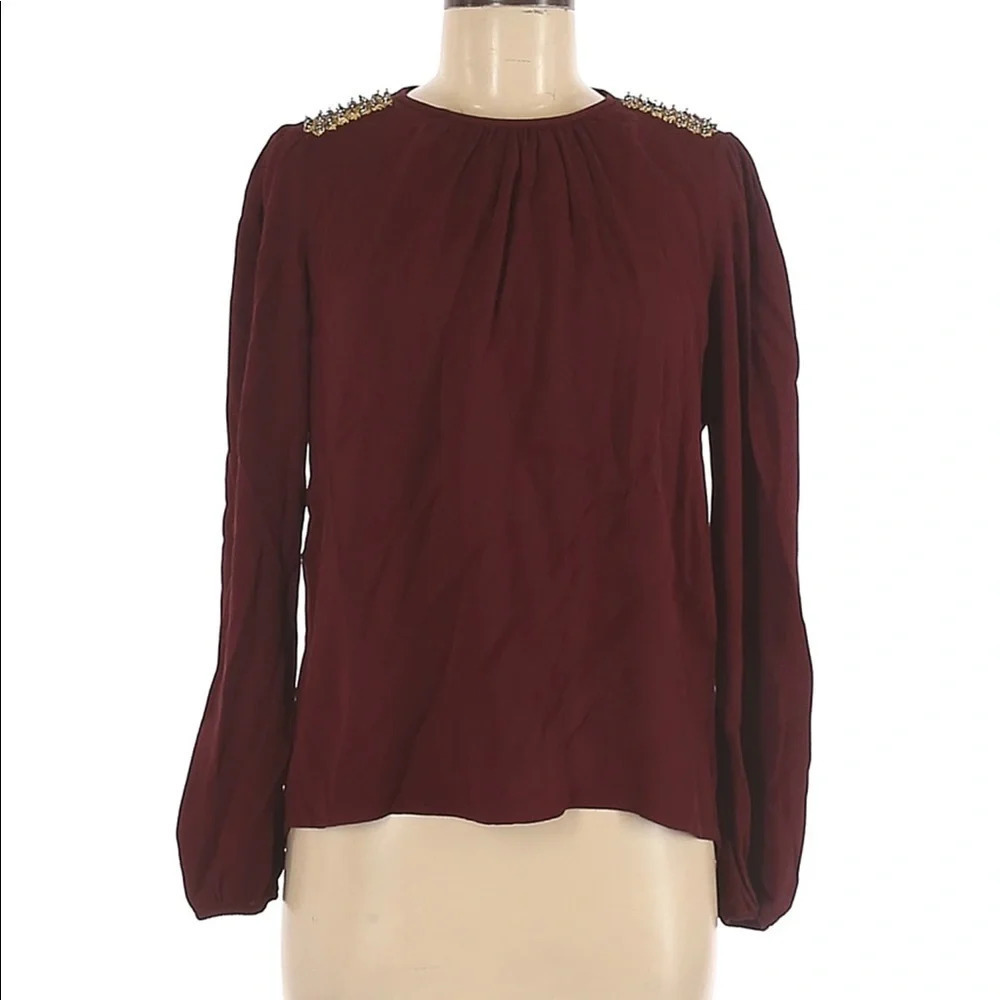 Zara Beaded Shoulder long Sleeve Blouse